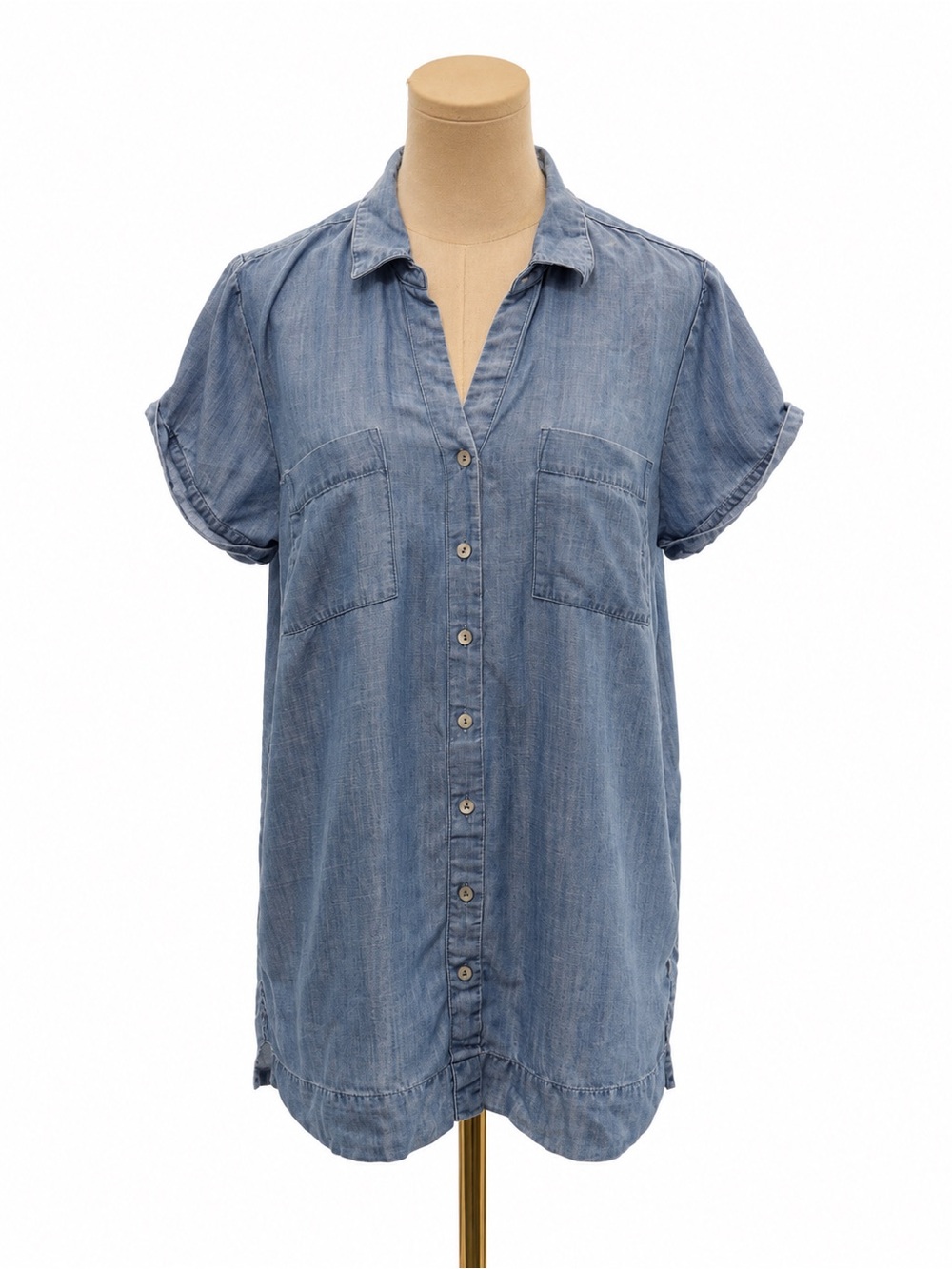 J.Jill Denim Tencel chambray button front tunic shirt size M